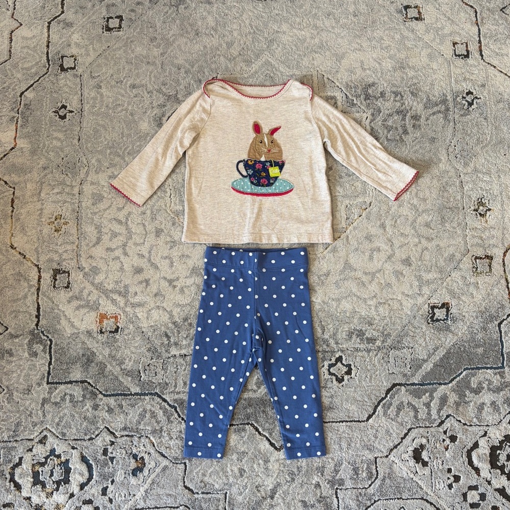 Baby Boden bunny in teacup outfit, 12-18 months